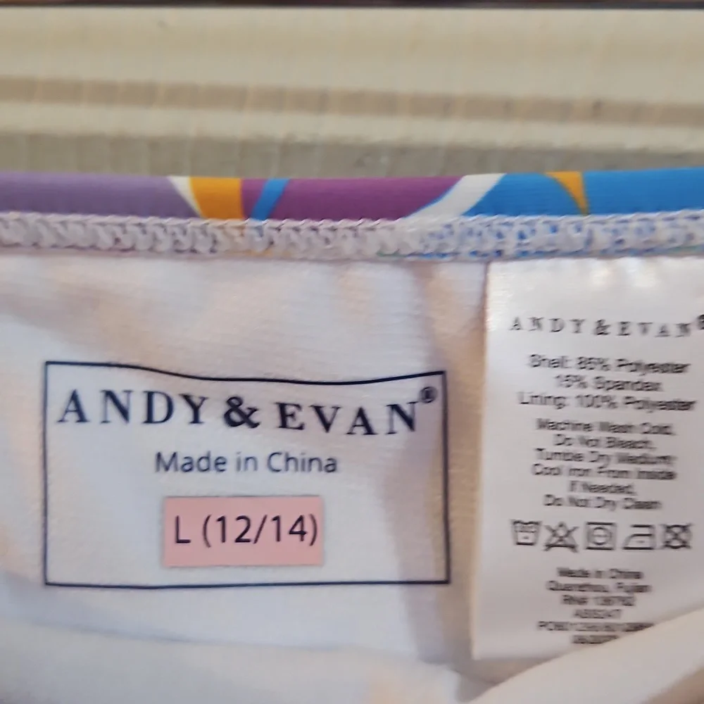 Andy & Evan Girls' Two-Piece Swimsuit: FLORAL PRINT: NEW WITH TAGS: SZ L (12/14)